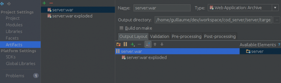 Intellij project structure artifacts
