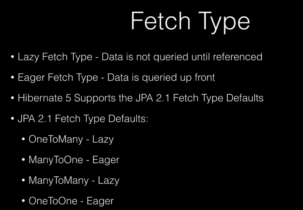 JPA fetch type (credentials: Spring Guru, UDEMY)